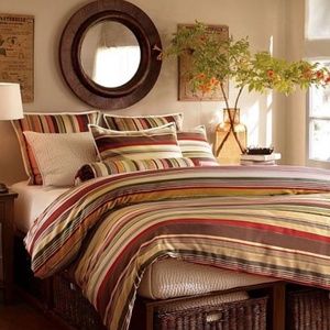 Pottery Barn King Duncan Stripe duvet and shams